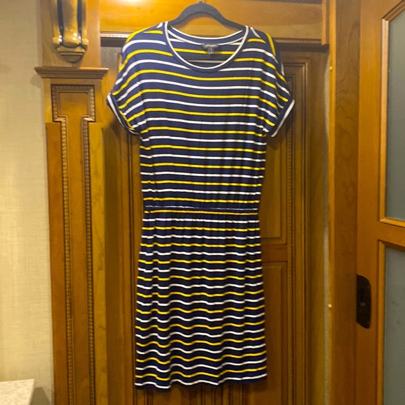 Banana Republic Dresses & Skirts - Banana Republic Navy with Yellow & White Striped Casual Dress Size